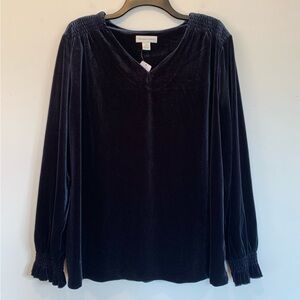 Christopher & Banks Midnight Blue Velvet Top XL